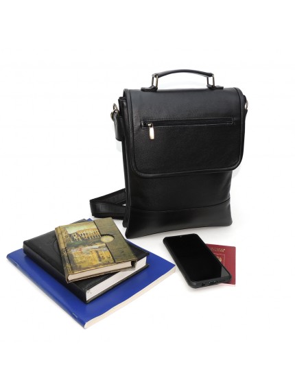 Черная мужская кожаная сумка-планшет «Констант» магнит