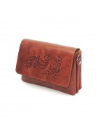Рыжая кожаная сумочка кошелёк «Лисиа» Растение