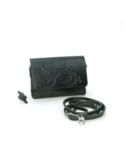 Зеленая кожаная сумочка кошелёк «Ким»