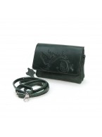 Зеленая кожаная сумочка кошелёк «Ким»