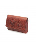 Рыжая кожаная сумочка кошелёк «Лисиа» Птица