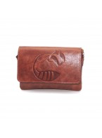 Рыжая кожаная сумочка кошелёк «Лисиа» Енот