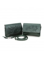 Зеленая кожаная сумочка кошелёк «Ким» Растение