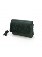 Зеленая кожаная сумочка кошелёк «Ким» Растение