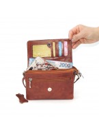 Рыжая кожаная сумочка кошелёк «Лисиа» Енот