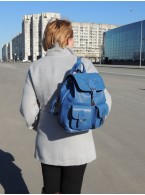 Голубой кожаный рюкзак «Васильковый»