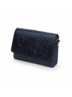 Синяя кожаная сумочка кошелёк «Колибри» Птица