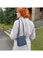 Синяя женская кожаная сумка «Дина»