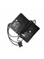 Черная кожаная сумочка кошелёк «Агата» Растение