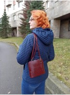 Бордовая женская кожаная сумка «Ненси»