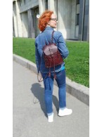 Бордовая кожаная сумка рюкзак «Бэсси»