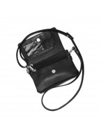 Черная кожаная сумочка кошелёк «Агата» Птица