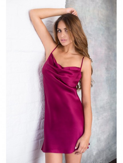 Шелковое платье домашнее Mia-Mia Rosemary 15141 Вишневый