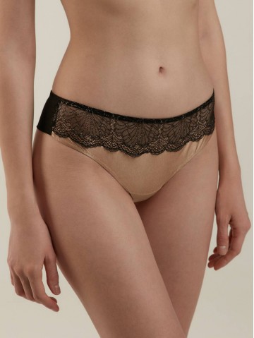 Трусы Conte Satin 6128 Карамель с черным