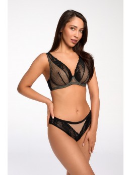 Трусы-бразилиана Bella Misteria Black Swan Czarny-bezowy