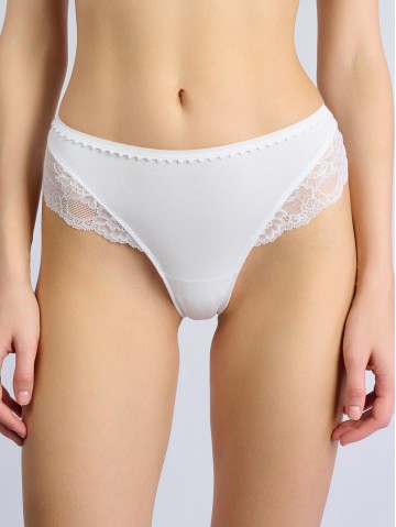 Белые кружевные стринги Indefini 1204LDS