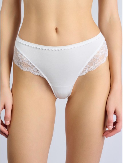 Белые кружевные стринги Indefini 1204LDS