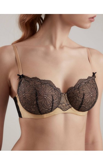 Бюстгальтер Conte Satin 6175 Карамель с черным