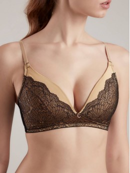 Бюстгальтер Conte Satin 7174 Карамель с черным