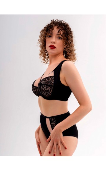 Бюстгальтер Sermija Soft 48 Черный с крем-брюле (распродажа)