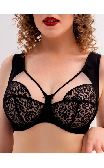 Бюстгальтер Sermija Soft 48 Черный с крем-брюле (распродажа)