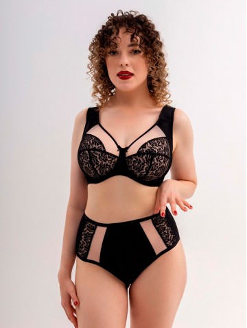 Бюстгальтер Sermija Soft 48 Черный с крем-брюле (распродажа)