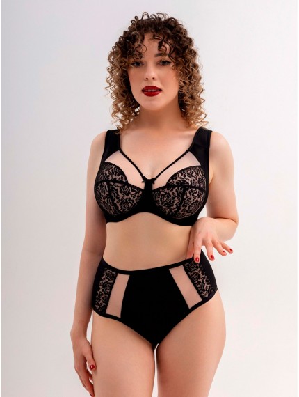 Бюстгальтер Sermija Soft 48 Черный с крем-брюле (распродажа)