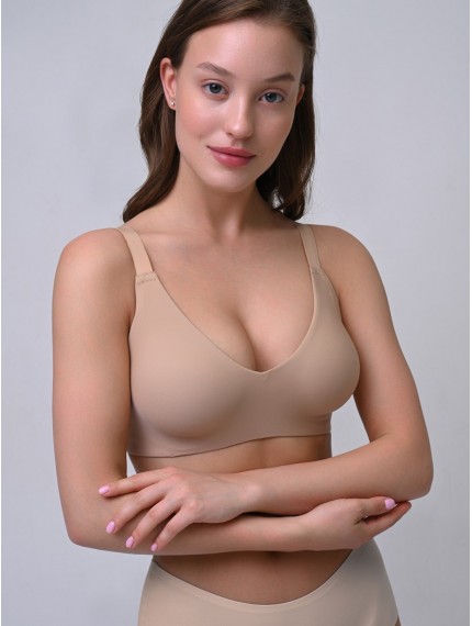 Бежевый Бюстгальтер Indefini с мягкими косточками 4055WXY