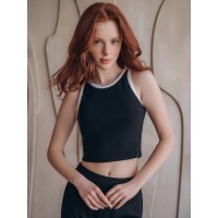 Черный женский топ-майка Indefini 5033TDJ