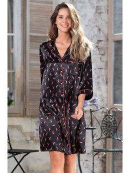 Халат Mia-Mella Julia peppers 7077 черный Халат Mia-Mella Julia peppers 7077 черный