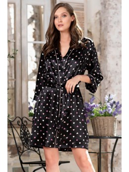 Халат Mia-Mella Julia hearts 7073 черный Халат Mia-Mella Julia hearts 7073 черный