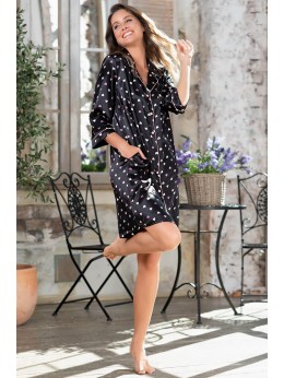 Халат Mia-Mella Julia hearts 7077 черный Халат Mia-Mella Julia hearts 7077 черный