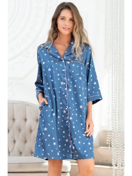 Халат Mia-Mella Stars 7077 синий Халат Mia-Mella Stars 7077 синий