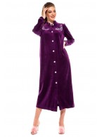 Велюровый халат на пуговицах AURORE (PM France 391) фиолетовый
