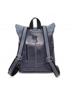 Синий кожаный рюкзак «Вердес»