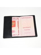 Обложка для паспорта черная кожаная Дракон