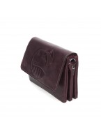 Бордовая кожаная сумочка кошелёк «Рена» Енот