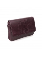 Бордовая кожаная сумочка кошелёк «Рена» Енот