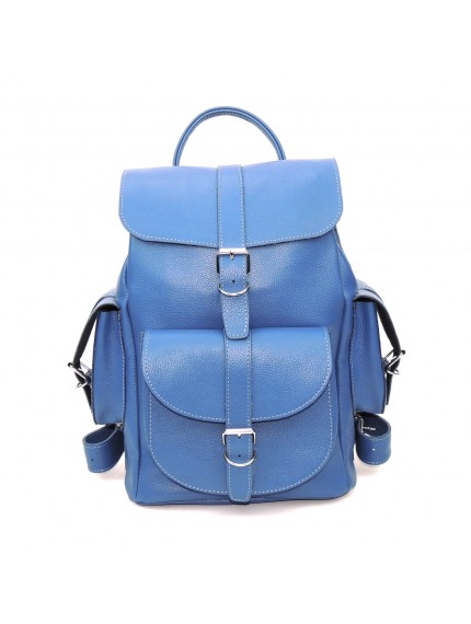 Рюкзак кожаный женский голубой «Морской блюз»