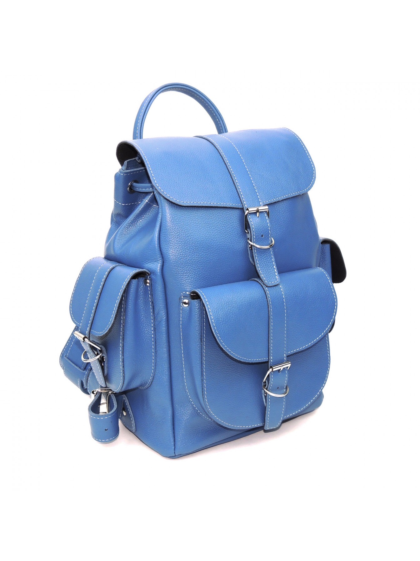 Купить рюкзак кожаный женский голубой «морской блюз» Р52-171