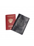Обложка для паспорта кожаная Черный, Лев