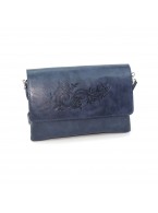 Синяя женская кожаная сумка «Роксан» Растение