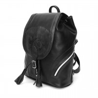 Черный кожаный рюкзак «Тейде»
