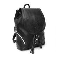 Черный кожаный рюкзак «Тейде»