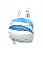 Сумка рюкзак кожаная женская бело-голубая «Юланта»