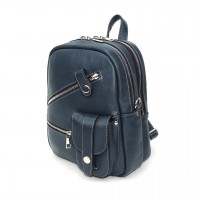 Сумка рюкзак кожаная женская синяя «Триана»