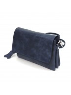Синяя кожаная сумочка кошелёк «Колибри»