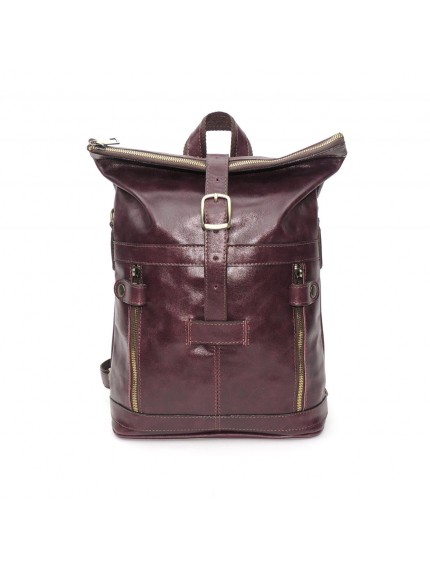 Бордовая кожаная сумка-рюкзак «Сидони»