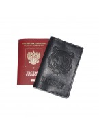 Обложка для паспорта кожаная Черный, Тигр