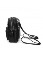 Черная кожаная сумка-рюкзак «Камила»
